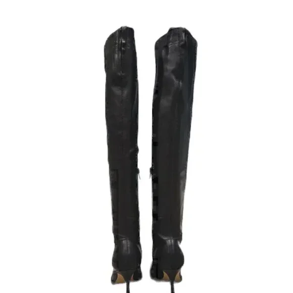 Jeffrey Campbell Black Knee High Leather Boots - Picture 8 of 12